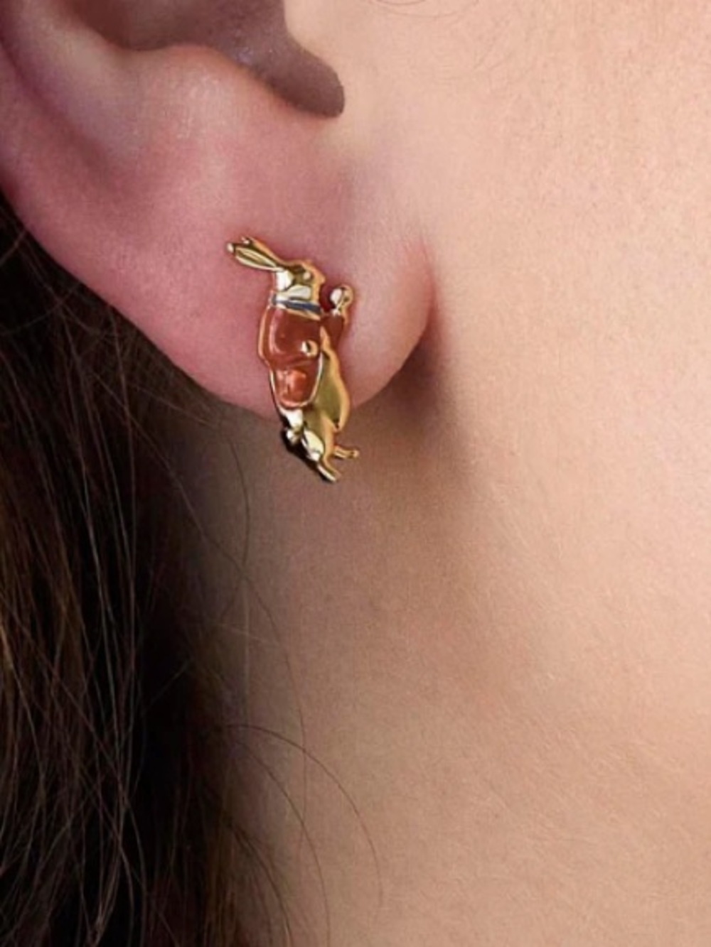 Lele Sadoughi NURSERY ALICE WHITE RABBIT EARRING STUDS Alice in Wonderland NWT - Picture 3 of 3